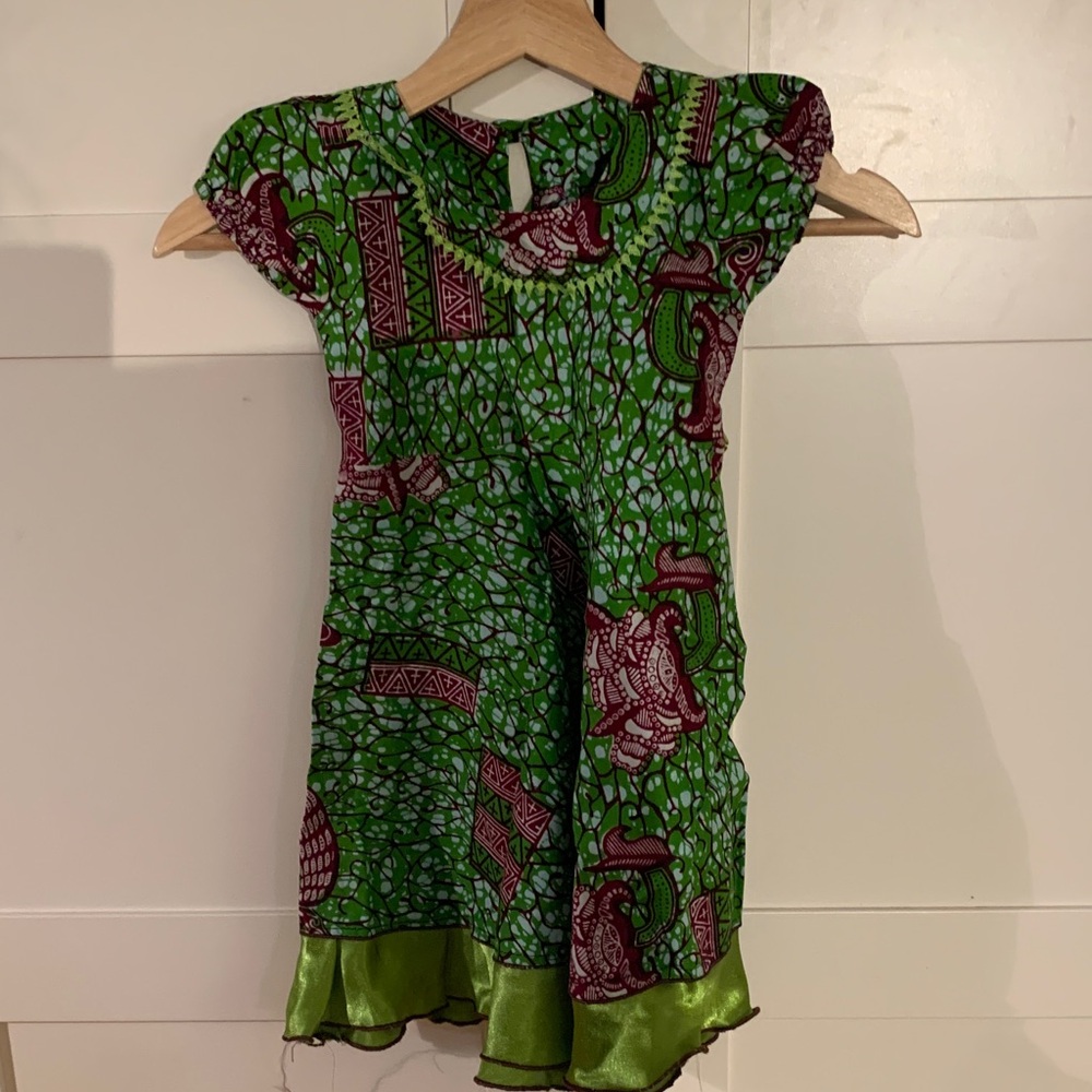 Green and Red Kids Casual Dress